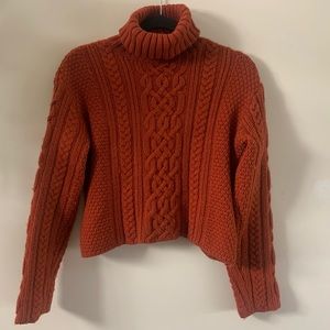 Paul James cropped cable knit wool sweater size M